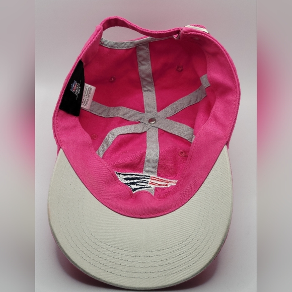 NFL Team Apparel New England Patriots Blue Red White on Pink Ball Cap Hat - Picture 2 of 6
